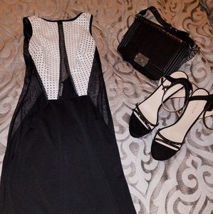 Sheer Panels & Leatherette Cut out Front Dress